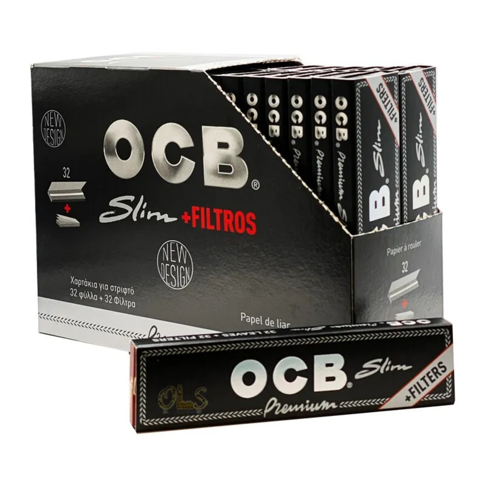 OCB Premium Kingsize Slim Rolling Papers & Tips (Pack of 32)